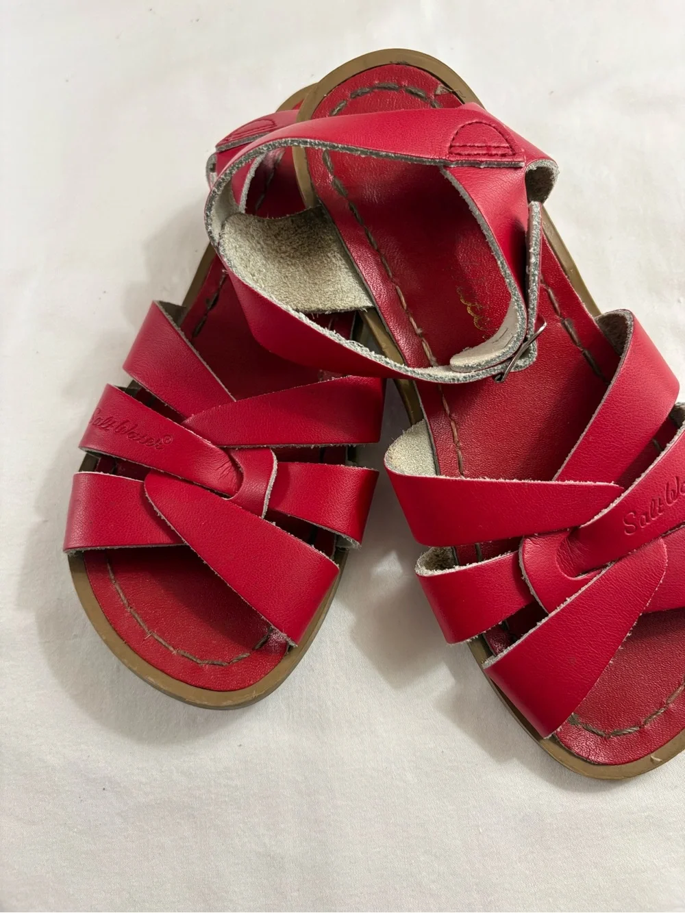 Salt Water Sandals The Original Kids Red Leather Flat Sandals Size 1